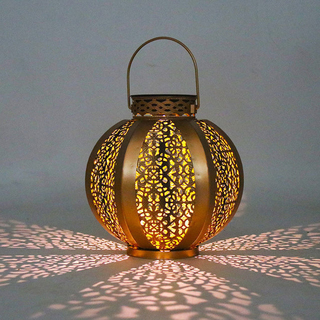 Moderne Art Deco Solvanntett Sekskanta Rund Lantern Jern LED Utendørs Lys For Hage | Skanto