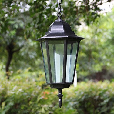 Tradisjonell Vintage Vanntett Hexagonal Aluminiumsakryl 1-Lys Pendellampe For Utendørs Patio | Skanto