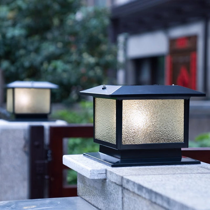 Moderne Minimalistisk Solvannrett Rektangulær Diamant Stripe Glasseskjerm Aluminium Ramme LED Post Hodelampe For Hage | Skanto