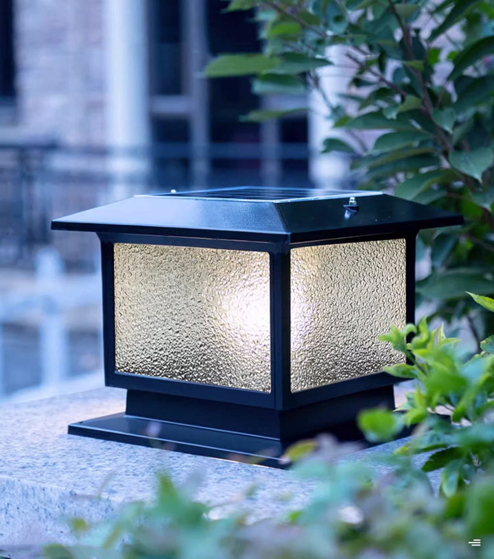 Moderne Minimalistisk Solvannrett Rektangulær Diamant Stripe Glasseskjerm Aluminium Ramme LED Post Hodelampe For Hage | Skanto
