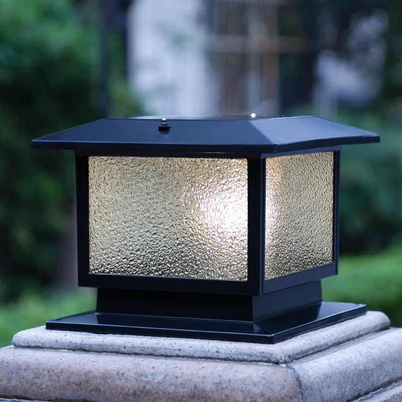Moderne Minimalistisk Solvannrett Rektangulær Diamant Stripe Glasseskjerm Aluminium Ramme LED Post Hodelampe For Hage | Skanto