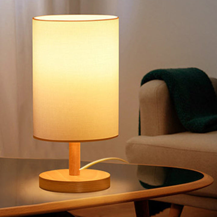 Skanto | Tradisjonell japansk sylinder trestoff 1-lamps bordlampe for stuen