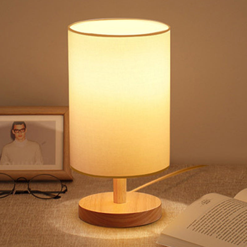 Skanto | Tradisjonell japansk sylinder trestoff 1-lamps bordlampe for stuen