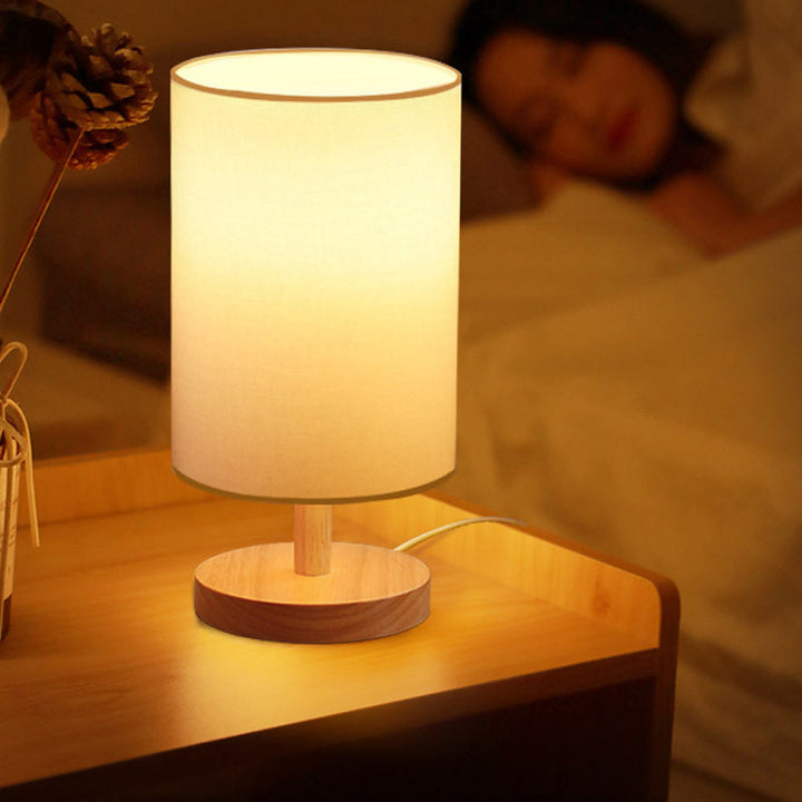 Skanto | Tradisjonell japansk sylinder trestoff 1-lamps bordlampe for stuen