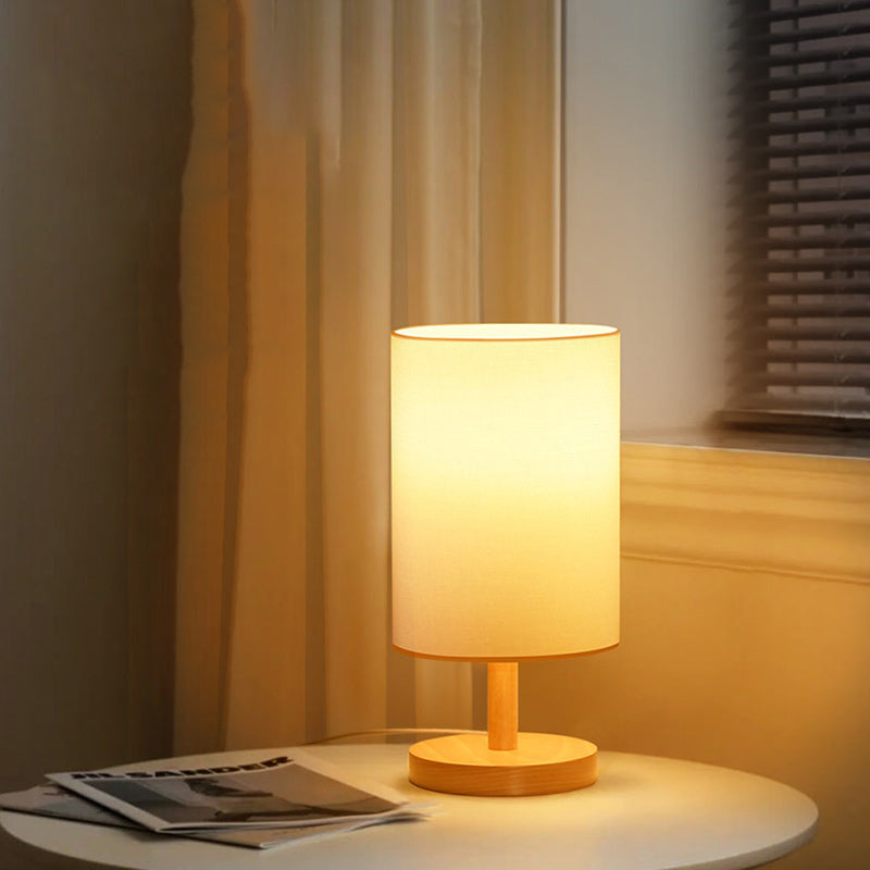 Skanto | Tradisjonell japansk sylinder trestoff 1-lamps bordlampe for stuen