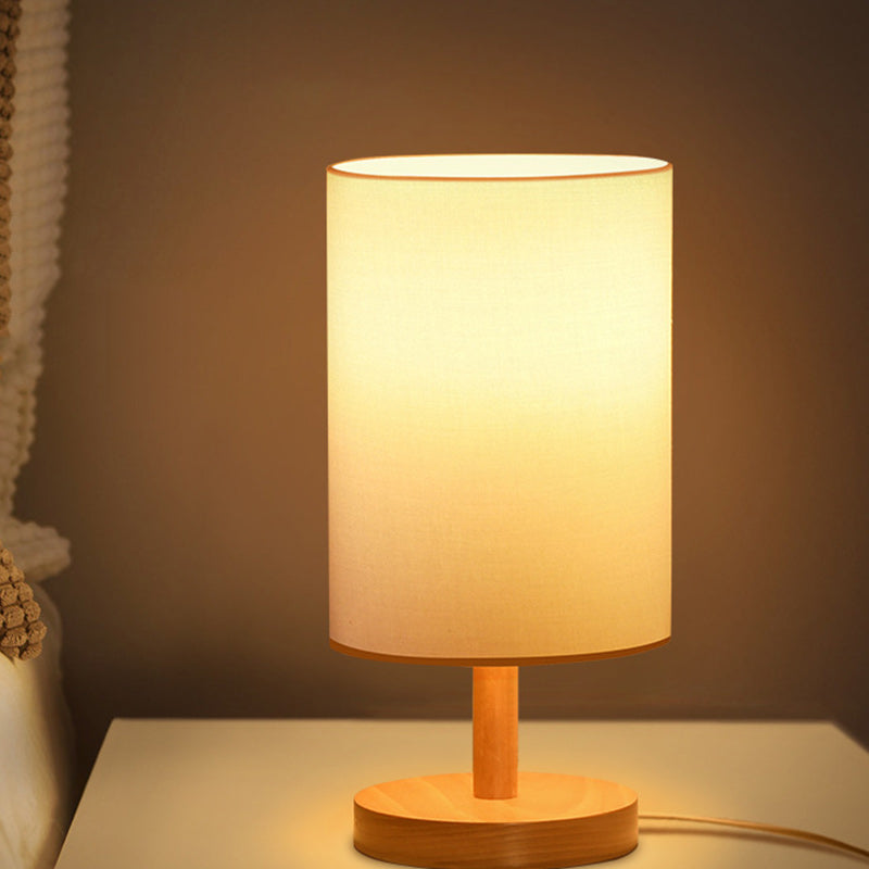Skanto | Tradisjonell japansk sylinder trestoff 1-lamps bordlampe for stuen