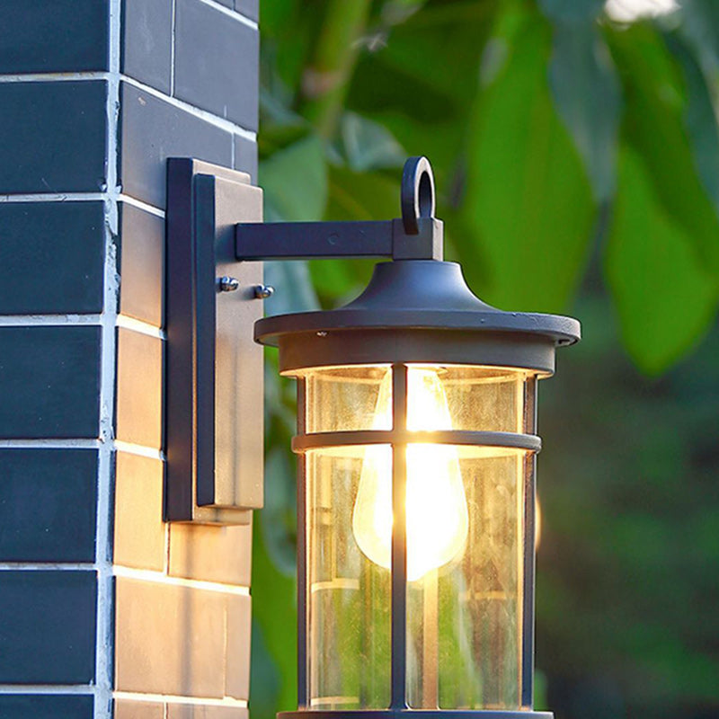 Moderne industriell søyle aluminium glass 1-lys vegglampe for hage | Skanto