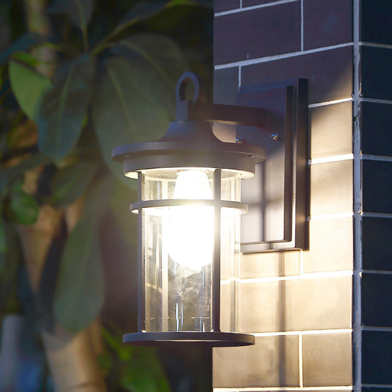 Moderne industriell søyle aluminium glass 1-lys vegglampe for hage | Skanto