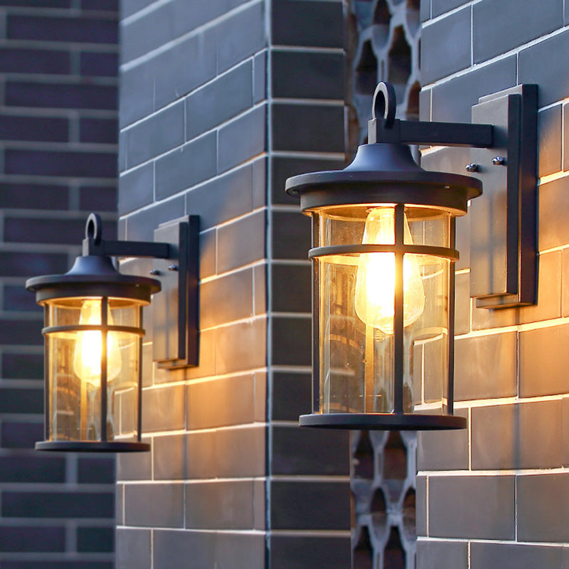 Moderne industriell søyle aluminium glass 1-lys vegglampe for hage | Skanto