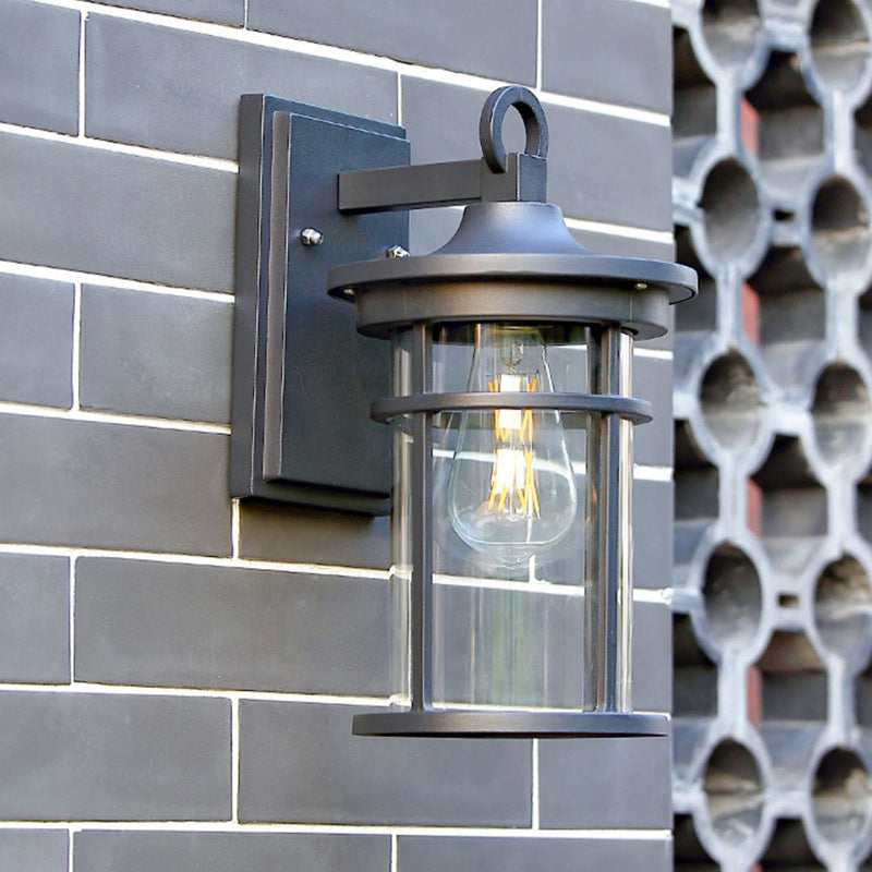 Moderne industriell søyle aluminium glass 1-lys vegglampe for hage | Skanto