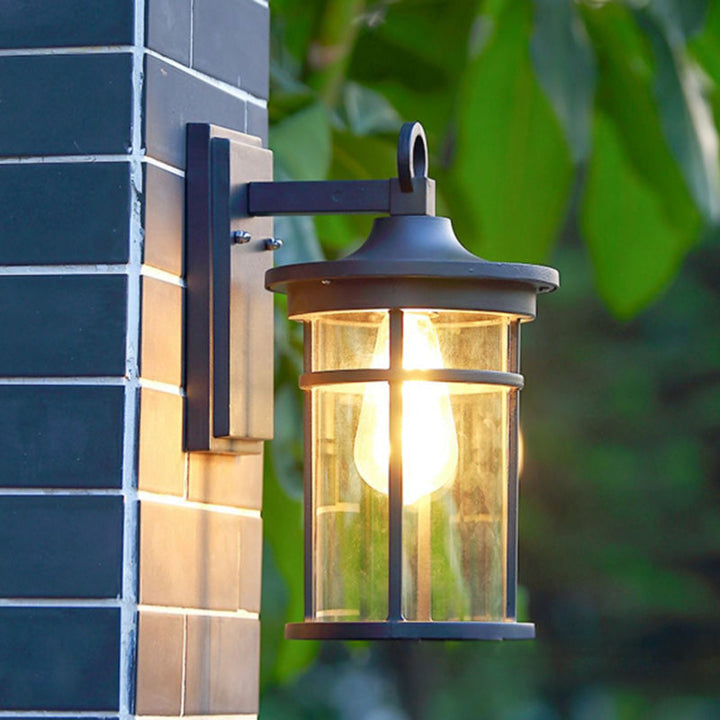 Moderne industriell søyle aluminium glass 1-lys vegglampe for hage | Skanto