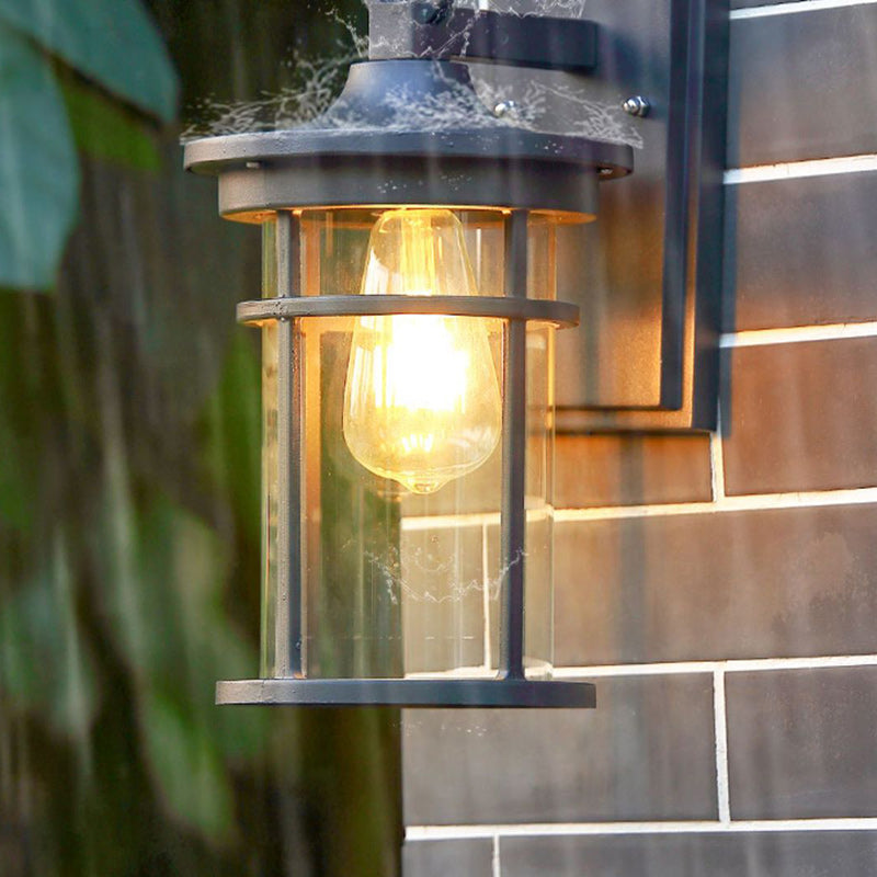 Moderne industriell søyle aluminium glass 1-lys vegglampe for hage | Skanto