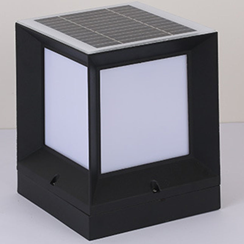 Moderne Minimalistiske Solvannfaste Firkantede Aluminium Acryll LED Utendørs Stolpe Lys For Hage | Skanto