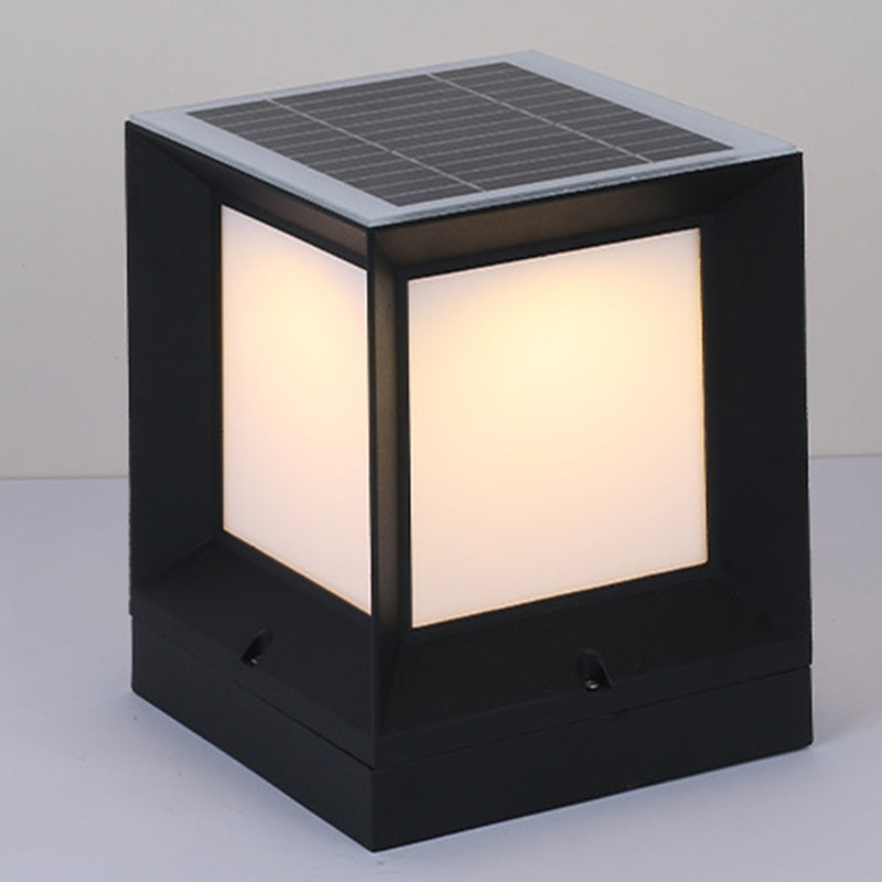Moderne Minimalistiske Solvannfaste Firkantede Aluminium Acryll LED Utendørs Stolpe Lys For Hage | Skanto