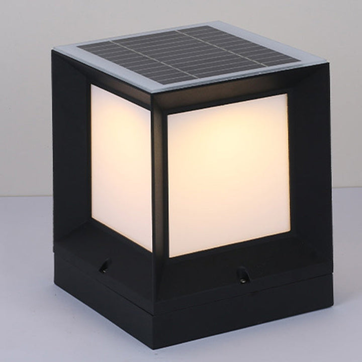 Moderne Minimalistiske Solvannfaste Firkantede Aluminium Acryll LED Utendørs Stolpe Lys For Hage | Skanto