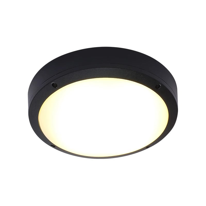 Moderne Minimalistisk Vanntett Rund Aluminiumsakryl LED Utendørs Flush Mount Taklampe For Hage | Skanto