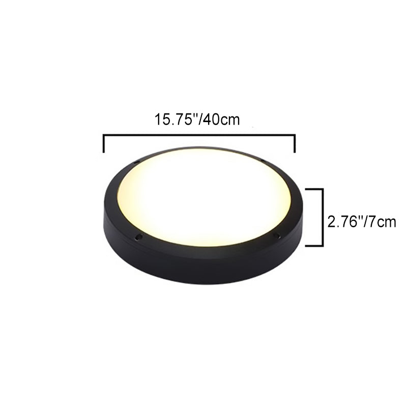 Moderne Minimalistisk Vanntett Rund Aluminiumsakryl LED Utendørs Flush Mount Taklampe For Hage | Skanto