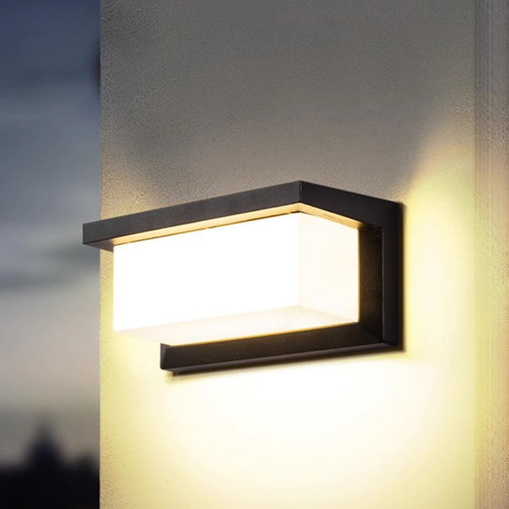 Rektangulær, vanntett LED-vegglampe av aluminium for terrassen