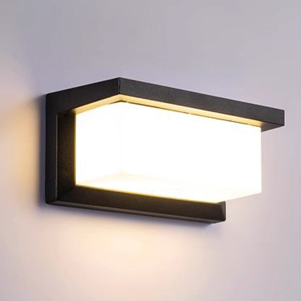 Rektangulær, vanntett LED-vegglampe av aluminium for terrassen