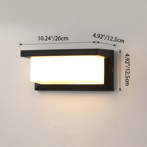 Rektangulær, vanntett LED-vegglampe av aluminium for terrassen