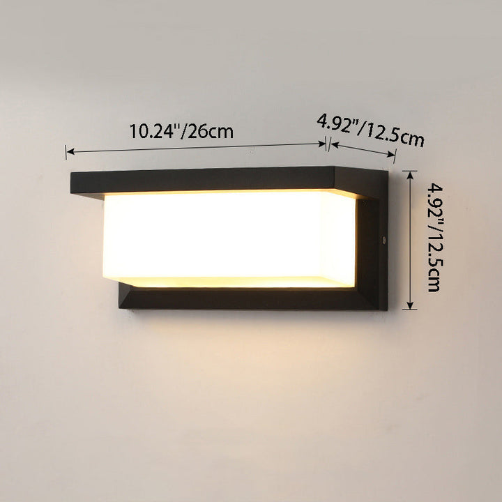 Moderne minimalistiske rektangulære vanntette aluminium LED vegglampe for utendørs terrasse | Skanto