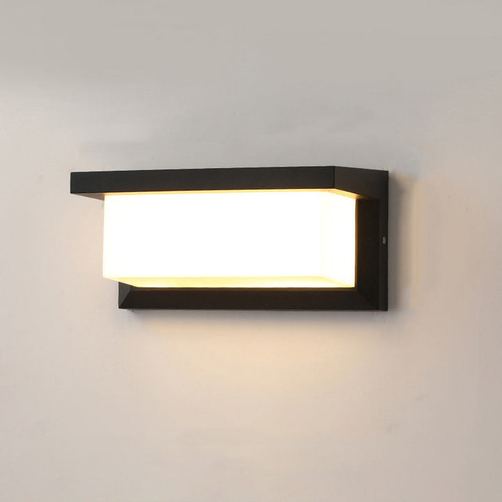 Rektangulær, vanntett LED-vegglampe av aluminium for terrassen