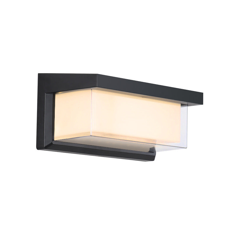 Rektangulær, vanntett LED-vegglampe av aluminium for terrassen