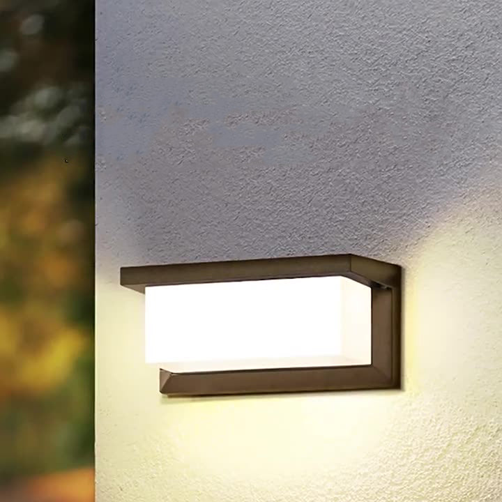 Rektangulær, vanntett LED-vegglampe av aluminium for terrassen