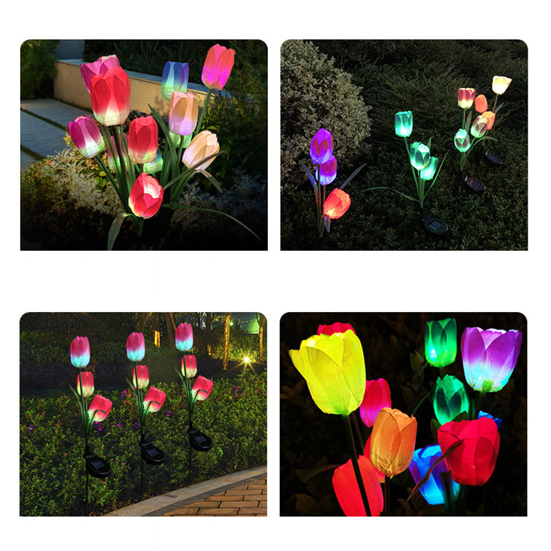 Samtidig Kreativ Solar Vanntett Falsk Tulipan Rustfritt Stål ABS Stoff LED Grunnplugg Plen Landskap Lampe For Utendørs Terrasse | Skanto