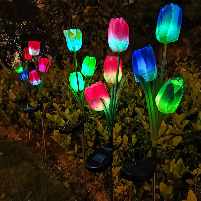 Samtidig Kreativ Solar Vanntett Falsk Tulipan Rustfritt Stål ABS Stoff LED Grunnplugg Plen Landskap Lampe For Utendørs Terrasse | Skanto