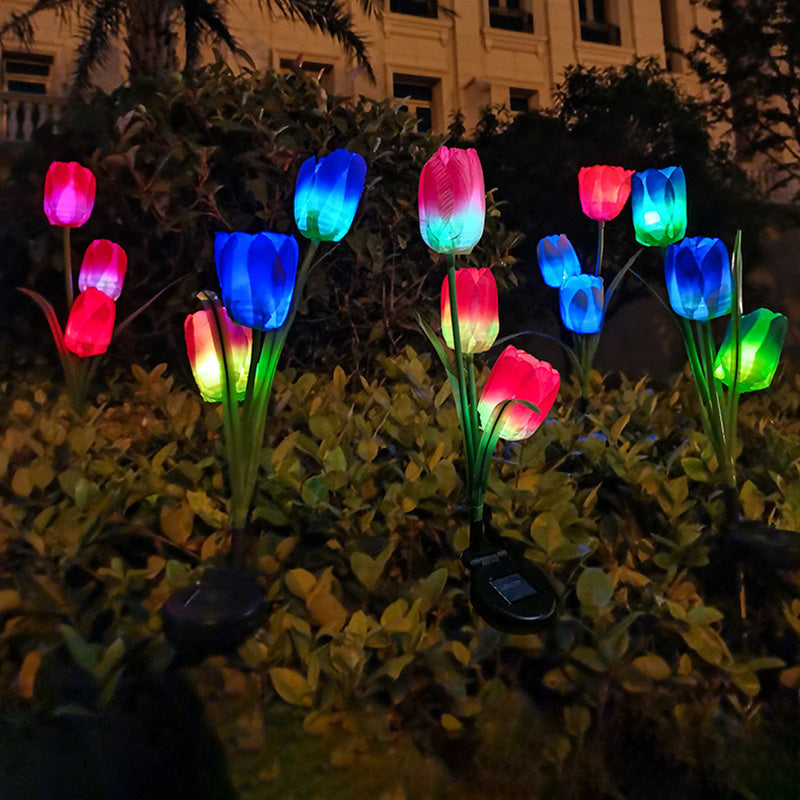 Samtidig Kreativ Solar Vanntett Falsk Tulipan Rustfritt Stål ABS Stoff LED Grunnplugg Plen Landskap Lampe For Utendørs Terrasse | Skanto
