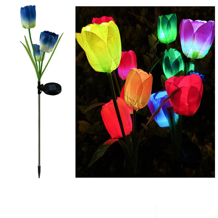 Samtidig Kreativ Solar Vanntett Falsk Tulipan Rustfritt Stål ABS Stoff LED Grunnplugg Plen Landskap Lampe For Utendørs Terrasse | Skanto