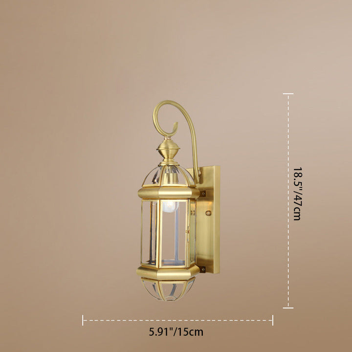 Moderne Luksus Vanntett Sylinder Rektangel Half Rund Kobber Glass 1/3/6 Lys Vegglampe For Hage | Skanto
