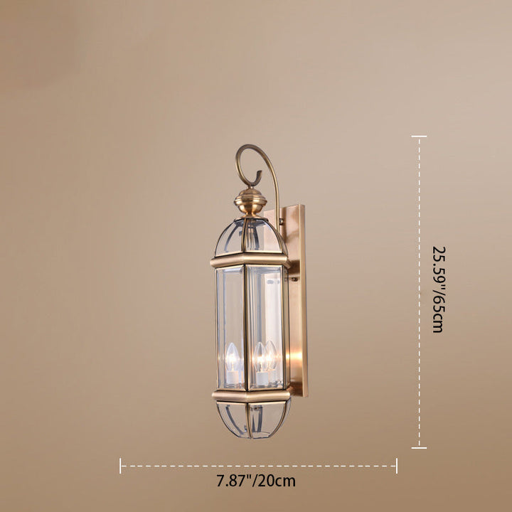 Moderne Luksus Vanntett Sylinder Rektangel Half Rund Kobber Glass 1/3/6 Lys Vegglampe For Hage | Skanto