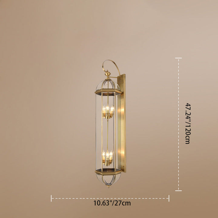 Moderne Luksus Vanntett Sylinder Rektangel Half Rund Kobber Glass 1/3/6 Lys Vegglampe For Hage | Skanto