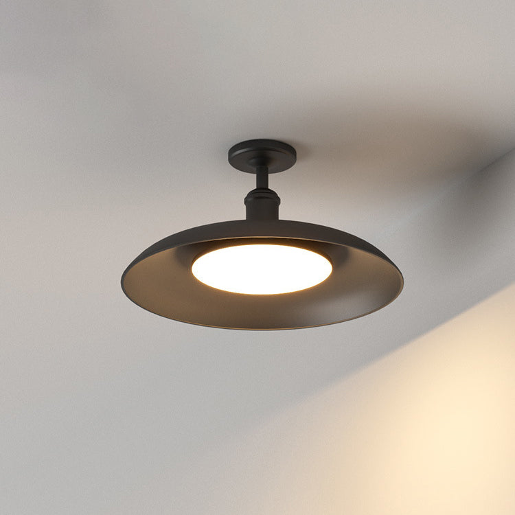 Tradisjonell Vintage Vanntett Flared Cylinder Disc Base Jern 1-Lys Semi-Flush Mount Taklampe For Utendørs Patio | Skanto