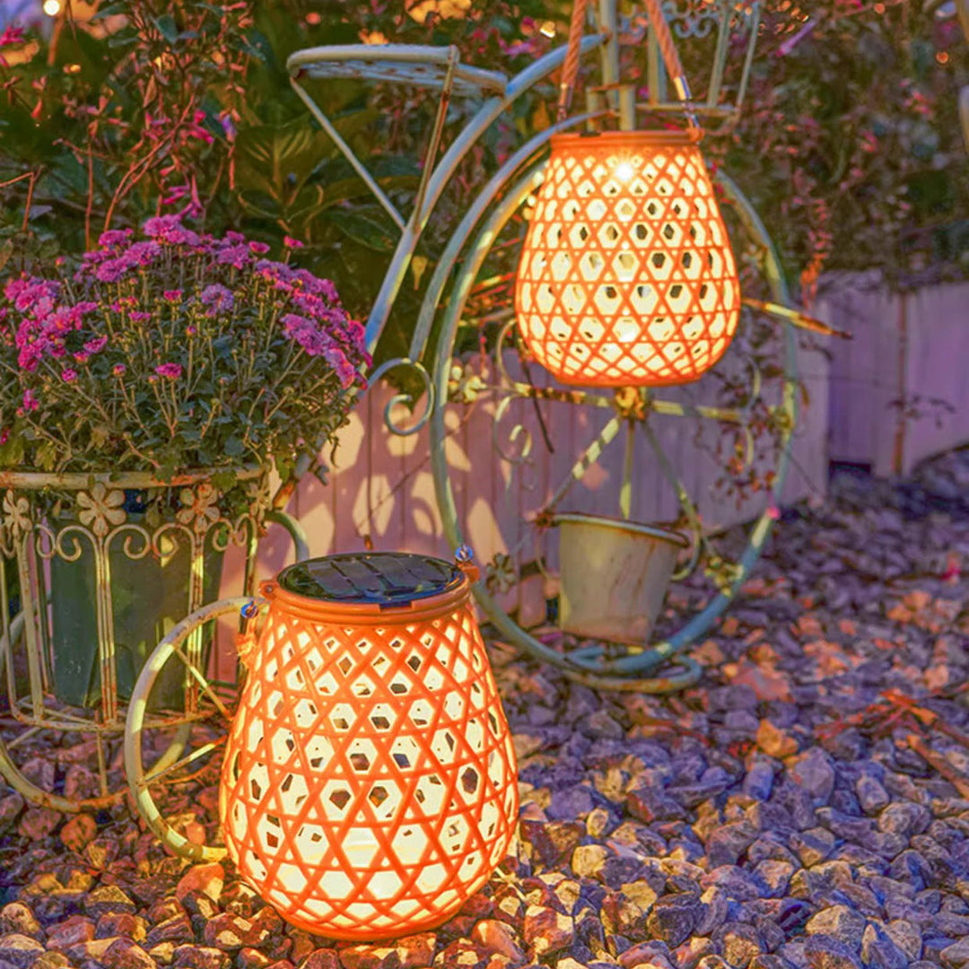 Tradisjonell kinesisk solfylt vanntett oval rund hul mesh ABS LED utendørs landskapslys for hage | Skanto