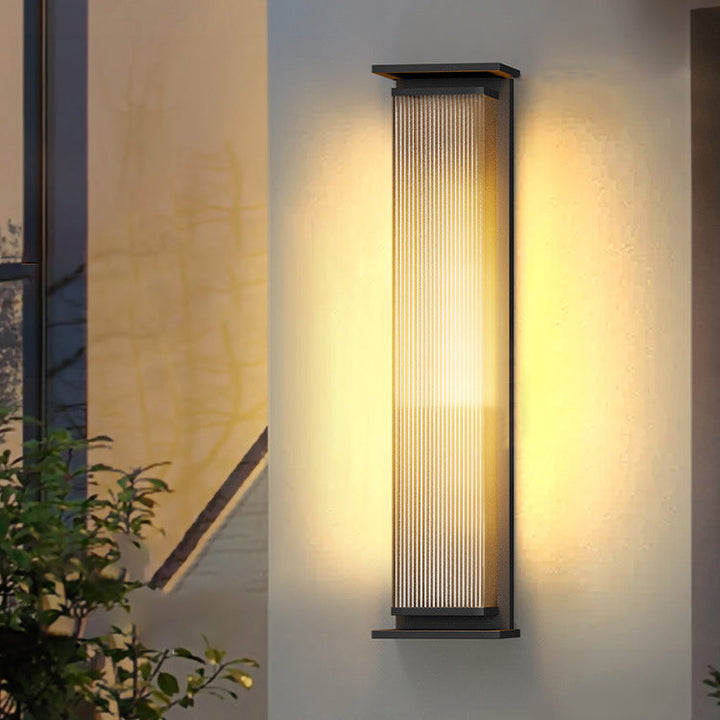 Moderne Minimalistisk Solvannrett Rektangulær Stripe Rustfritt Stål PC LED Utendørs Vegglampe For Hage | Skanto