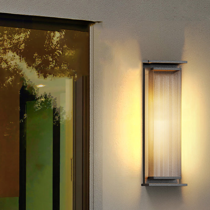 Moderne Minimalistisk Solvannrett Rektangulær Stripe Rustfritt Stål PC LED Utendørs Vegglampe For Hage | Skanto