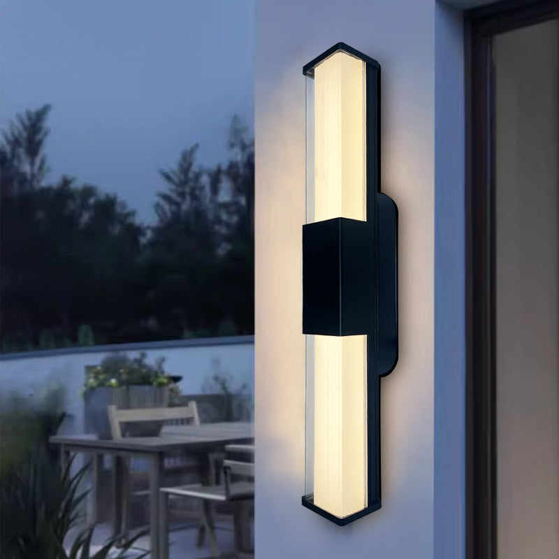 Vanntett, rektangulær, lang vegglampe laget av aluminium/PC for utendørs bruk