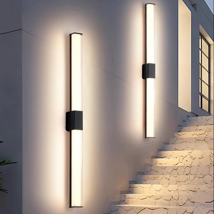 Moderne Minimalistisk Vanntett Rektangulær Lang Aluminium PC Utendørs Vegglampe For Hage | Skanto