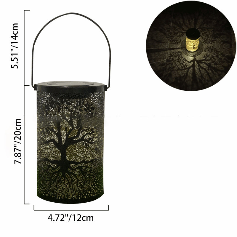 Tradisjonell Vintage Sol Vannavvisende Sylinder Skeleton Tre Jern LED Utendørs Lys For Hage | Skanto