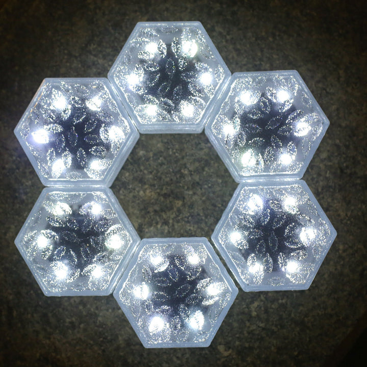 Moderne minimalistisk solarpanel vanntett hexagonal isflis ABS PVC LED plengelampe for utendørs terrasse | Skanto