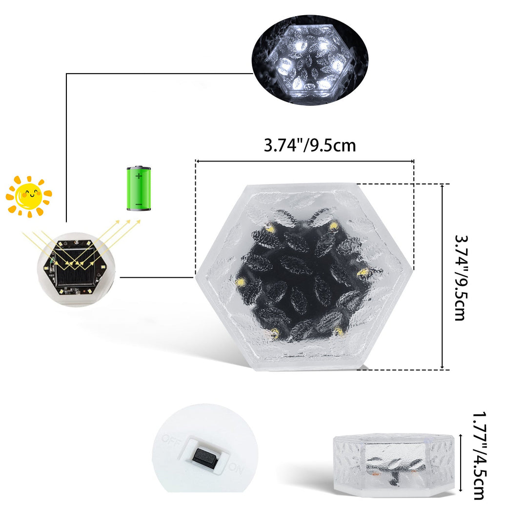 Moderne minimalistisk solarpanel vanntett hexagonal isflis ABS PVC LED plengelampe for utendørs terrasse | Skanto
