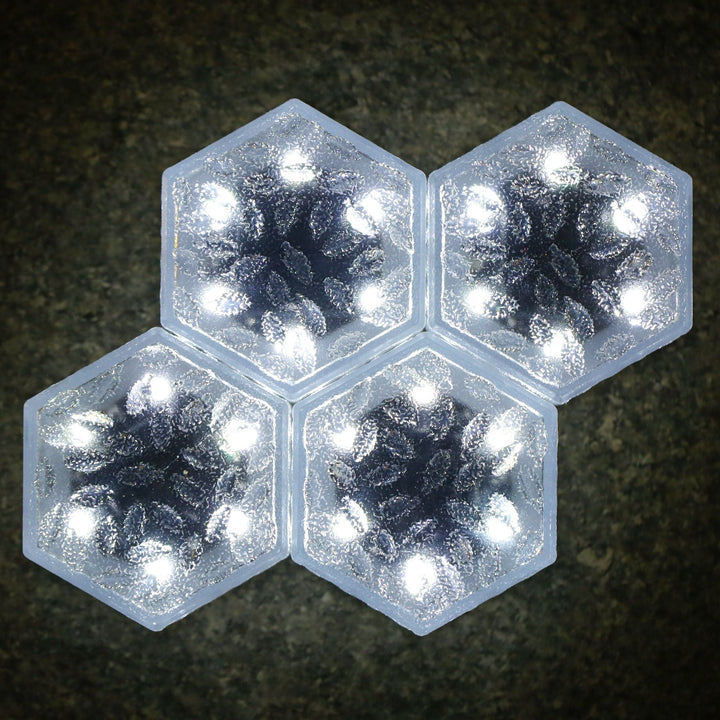 Moderne minimalistisk solarpanel vanntett hexagonal isflis ABS PVC LED plengelampe for utendørs terrasse | Skanto