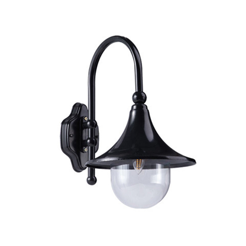 Moderne Enkelt Aluminium Trumpet Skjerm Glass 1-Lys Utendørs Vegglampe For Hage | Skanto