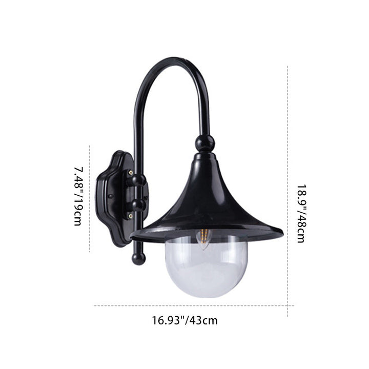 Moderne Enkelt Aluminium Trumpet Skjerm Glass 1-Lys Utendørs Vegglampe For Hage | Skanto