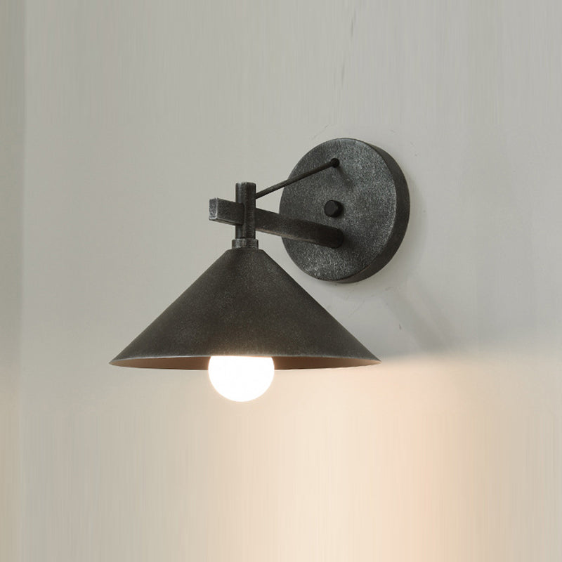 Samtidig nordisk jern geometrisk kjegle 1-lys utendørs vanntett vegglampe for hage | Skanto