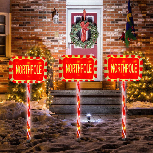 Norvo | Moderne Kreativ Juledekoration Octagonal Gate Skilt Snøfnugg LED Solar Bakke Stake Landskapslys for Hagen