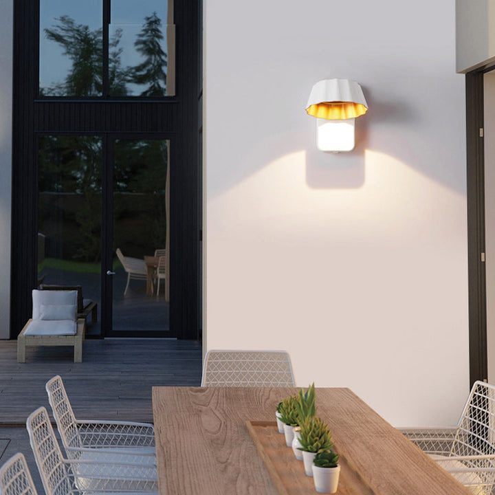 Samtidig Industriell Aluminium Folderet Rund Skjerm LED Utendørs Vanntett Vegglampe For Hage | Skanto